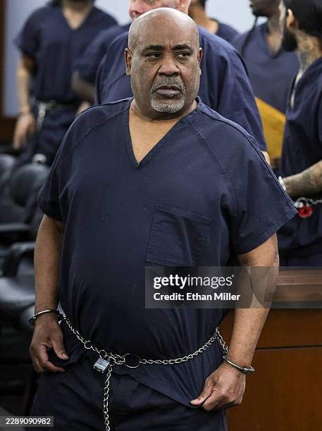 Duane Davis leaves Clark County District Court after a calendar call and motion hearing for his upcoming trial at the Regional Justice Center on...