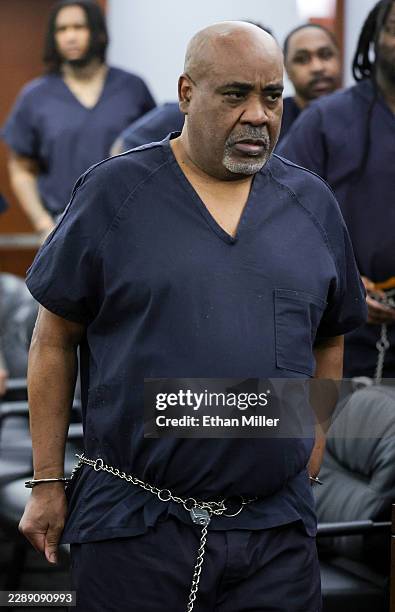Duane Davis leaves Clark County District Court after a calendar call and motion hearing for his upcoming trial at the Regional Justice Center on...