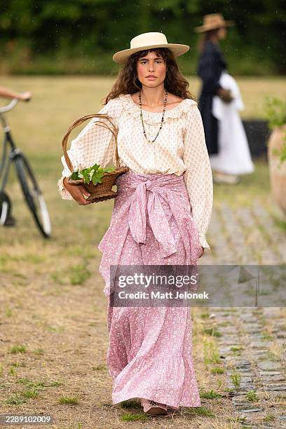 Model walks the runway during the Skall Studio show at Copenhagen Fashion Week Spring/Summer 2027 on August 04, 2026 in Copenhagen, Denmark.