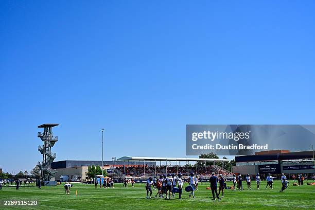 General view of the facility as Denverf Broncos players participate in training camp at Broncos Park Powered by CommonSpirit on August 1, 2026 in...