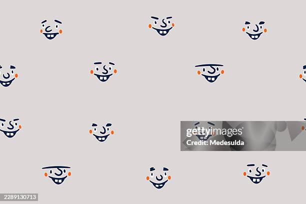 seamless vector pattern of faces. - smiley face background stock illustrations