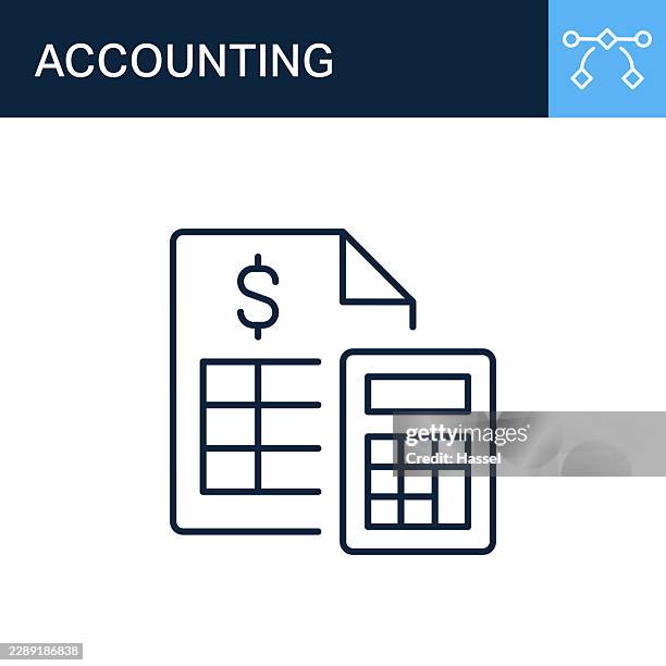 accounting line icon - bookkeeping stock illustrations
