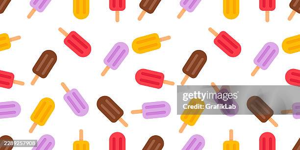 various stick ice creams seamless fabric pattern - chocolate packaging stock illustrations