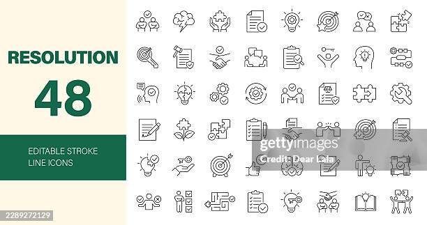 resolution icon set. editable line icons. vector illustration. - mediation stock illustrations