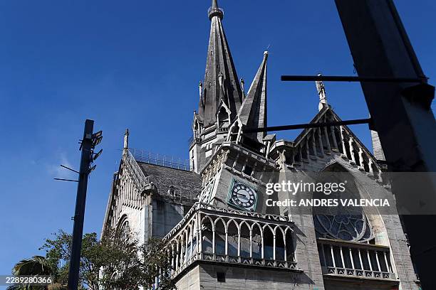 The damage sustained by the Manizales Cathedral are pictured after the earthquake in Manizales, Colombia, on August 10, 2026. A strong earthquake...