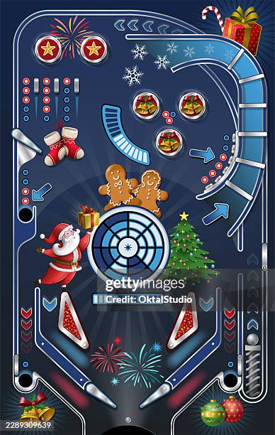 christmas pinball game - pinball stock illustrations