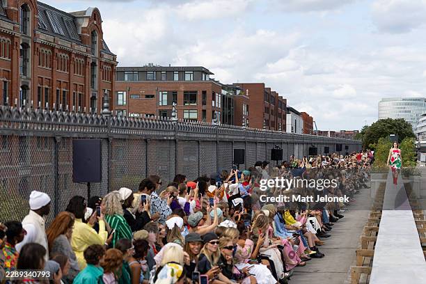 Model walks the runway during the Marimekko show at Copenhagen Fashion Week Spring/Summer 2027 on August 06, 2026 in Copenhagen, Denmark.
