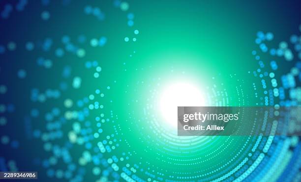 abstract blue particle spiral tunnel background with glowing digital dots - vortex tunnel stock illustrations