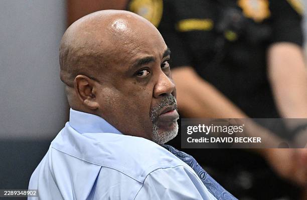 Duane Davis looks on during the first day of jury selection in his murder trial related to the 1996 killing of rapper Tupac Shakur at Clark County...