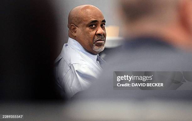 Duane Davis looks on during the first day of jury selection in his murder trial related to the 1996 killing of rapper Tupac Shakur at Clark County...