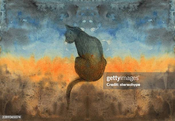 simple cat - cat walking stock illustrations