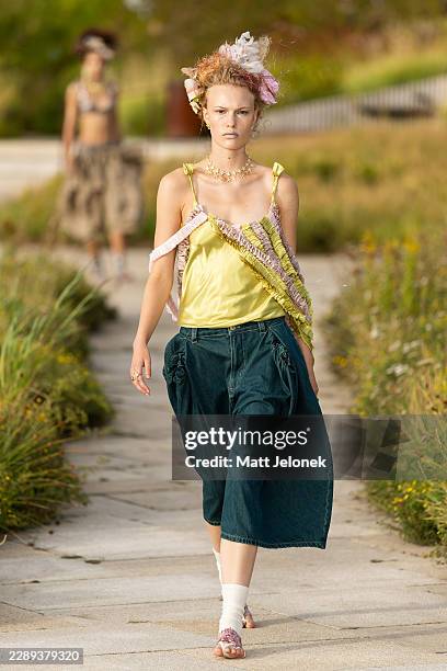 Model walks the runway during the Collina Strada show at Copenhagen Fashion Week Spring/Summer 2027 on August 06, 2026 in Copenhagen, Denmark.