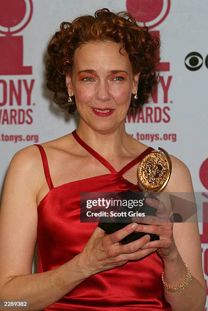 Harriet Harris with her award for Best Featured Actress in a Musical in the pressroom during the 56th Annual Tony Awards at Radio City Music Hall,...