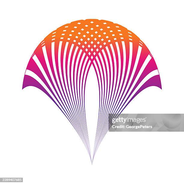 striped parachute icon - sky diving white background stock illustrations