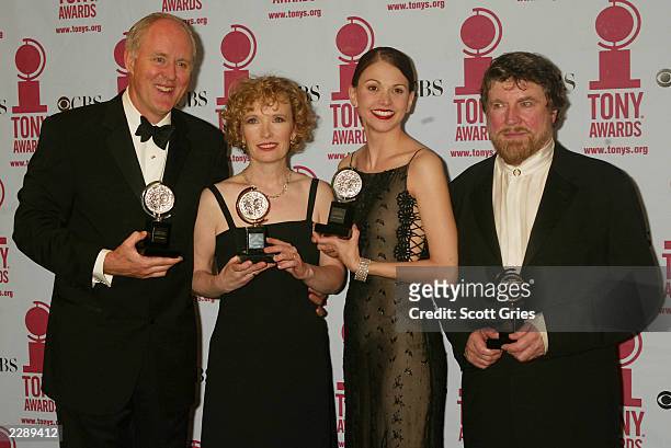 John Lithgow, Lindsay Duncan, Sutton Foster, and Alan Bates with their awards in the pressroom during the 56th Annual Tony Awards at Radio City Music...