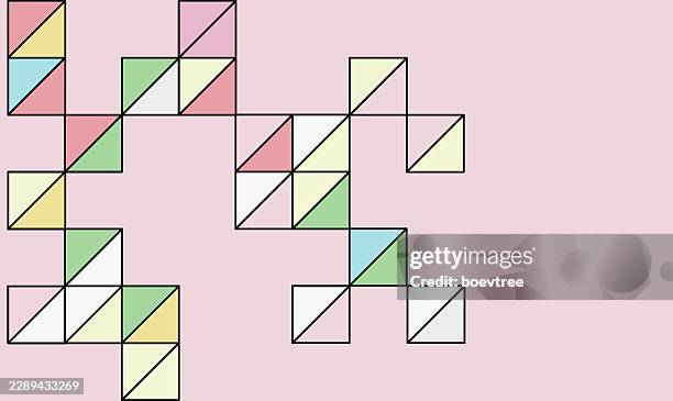 color minimal geometric triangle check with outline design block game abstract background - arranging blocks stock illustrations