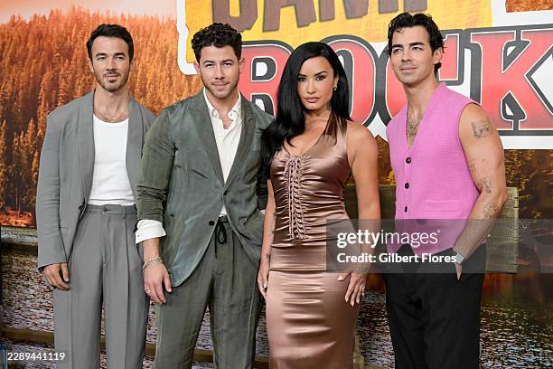 Kevin Jonas, Nick Jonas, Demi Lovato and Joe Jonas at Disney's "Camp Rock 3" world premiere held at The Walt Disney Studio Lot on August 10, 2026 in...