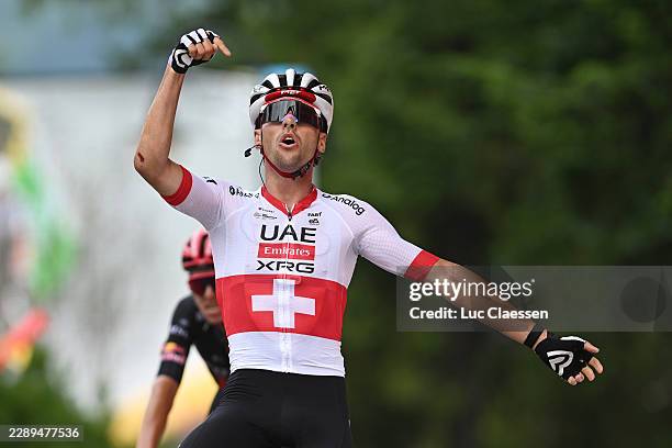 Jan Christen of Switzerland and UAE Team Emirates - XRG celebrates at finish line as stage winner during the 83rd Tour de Pologne 2026, Stage 5 a...