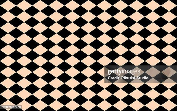 retro seamless diamond checker pattern in beige and black - checkers stock illustrations