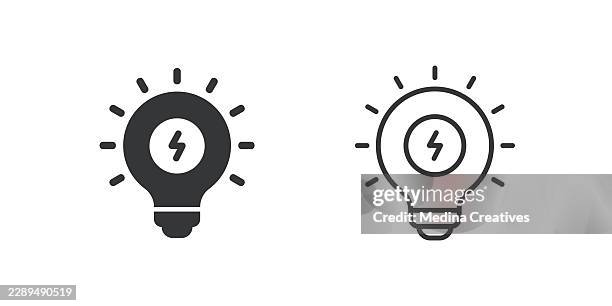 energy efficient lightbulb icons. glyph solid and line series icon. - changing light bulb stock illustrations