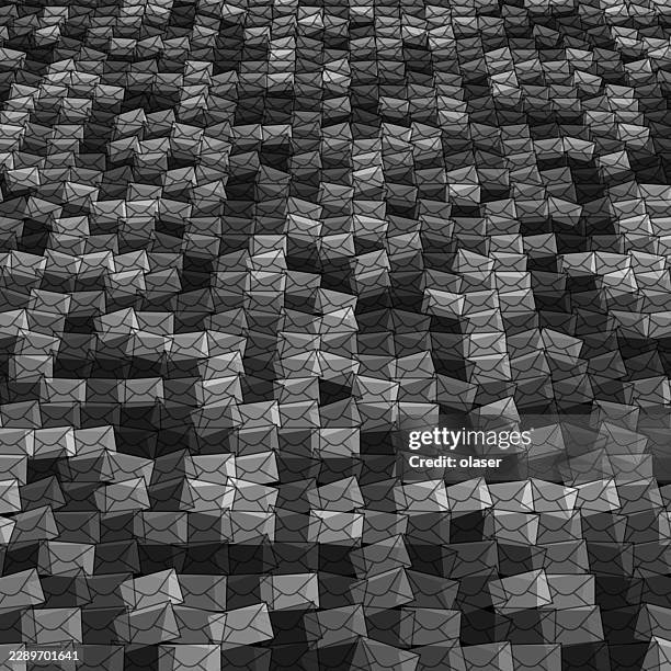 a dense field of small angular grayscale polygons forms a textured surface with repeating faceted shapes, creating a layered geometric pattern and subtle depth across the frame. - gray matte background stock illustrations