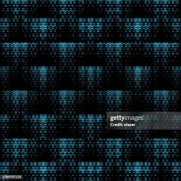 blue pixelated light forms a repeating grid of vertical and horizontal bands across a dark background, creating a digital, glowing pattern with a futuristic feel. - digital twin stock illustrations