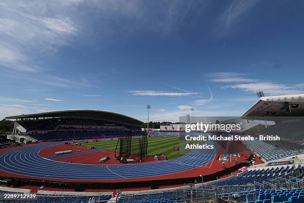General view inside the stadium ahead of the 27th European Athletics Championships at Alexander Stadium on August 09, 2026 in Birmingham, England.