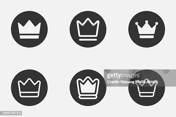 premium or crown icon set - copper gradient stock illustrations