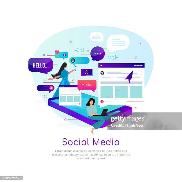 social network concept - new text message stock illustrations