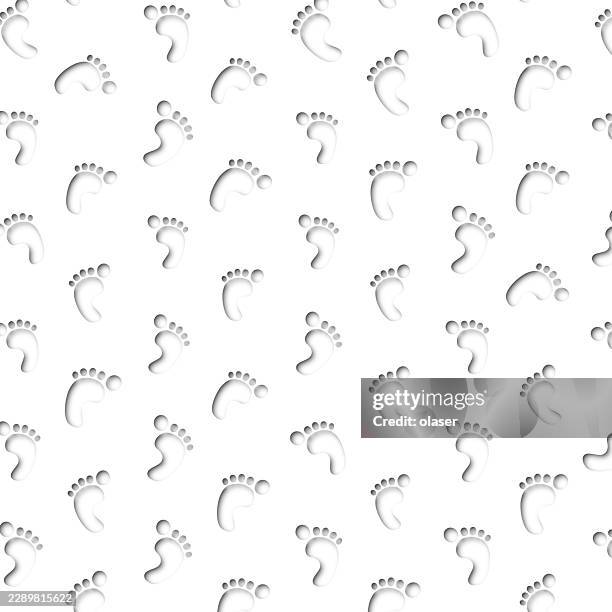 seamless white background with repeating gray baby footprints arranged in a diagonal pattern, creating a soft, clean, and minimal nursery-themed design. - paw print pattern stock illustrations