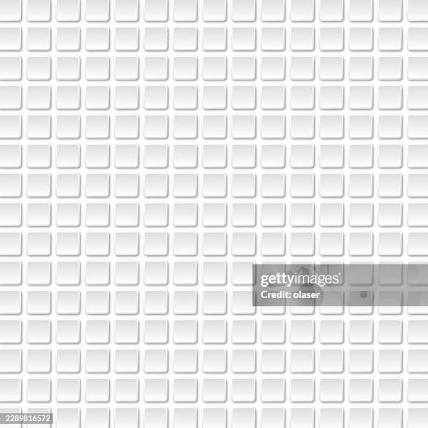 a clean white tiled surface with a repeating grid of rounded square panels and subtle shadows, creating a bright minimalist texture. - matte background stock illustrations