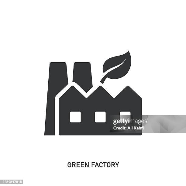green factory glyph solid icon. solid icon that can be applied anywhere, simple, pixel perfect and modern style. - process improvement stock illustrations