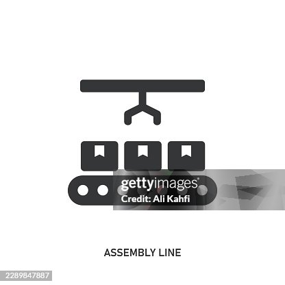 Assembly Line glyph solid icon. Solid icon that can be applied anywhere, simple, pixel perfect and modern style. Assembly Line glyph solid icon. Solid icon that can be applied anywhere, simple, pixel perfect and modern style.