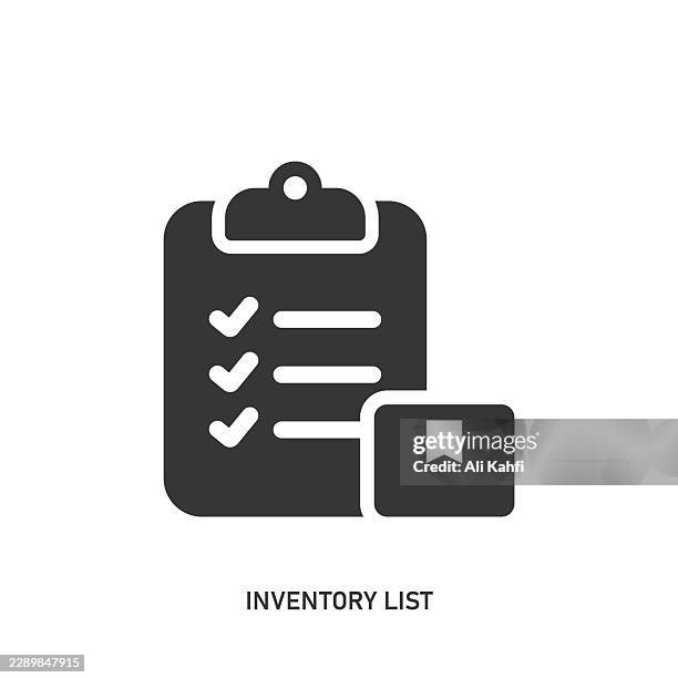 inventory list glyph solid icon. solid icon that can be applied anywhere, simple, pixel perfect and modern style. - process improvement stock illustrations