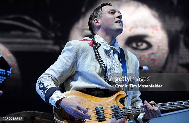 Win Butler of Arcade Fire performs during the Outside Lands Music & Arts festival at the Polo Fields in Golden Gate Park on August 14, 2011 in San...