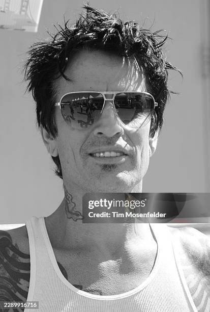 Tommy Lee of Motley Crue poses during the Outside Lands Music & Arts festival at the Polo Fields in Golden Gate Park on August 14, 2011 in San...