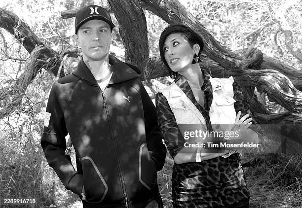 Deadmau5 and singer Sofi pose during the Outside Lands Music & Arts festival at the Polo Fields in Golden Gate Park on August 14, 2011 in San...
