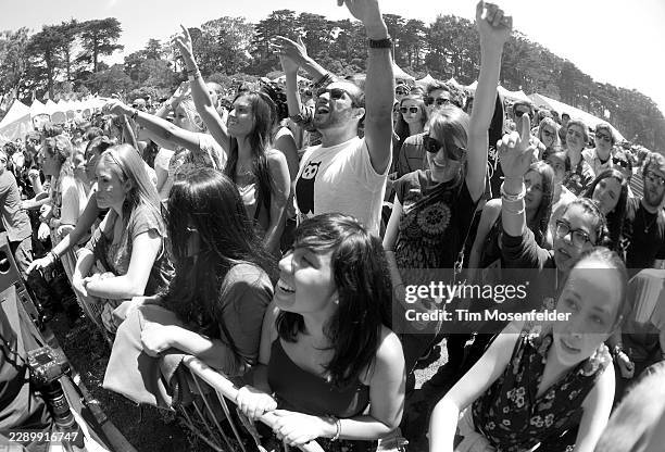 Atmosphere as Grouplove performs during the Outside Lands Music & Arts festival at the Polo Fields in Golden Gate Park on August 14, 2011 in San...