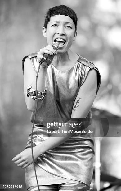 Yukimi Nagano of Little Dragon performs during the Outside Lands Music & Arts festival at the Polo Fields in Golden Gate Park on August 14, 2011 in...