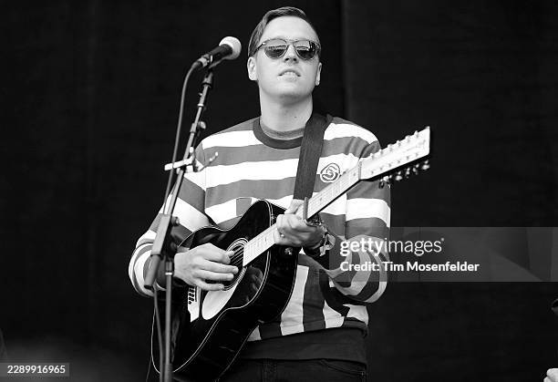 Win Butler of Arcade Fire performs with Mavis Staples during the Outside Lands Music & Arts festival at the Polo Fields in Golden Gate Park on August...
