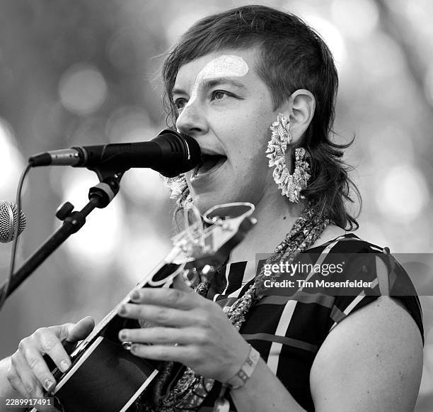 Merrill Garbus of Tune-Yards performs during the Outside Lands Music & Arts festival at the Polo Fields in Golden Gate Park on August 14, 2011 in San...