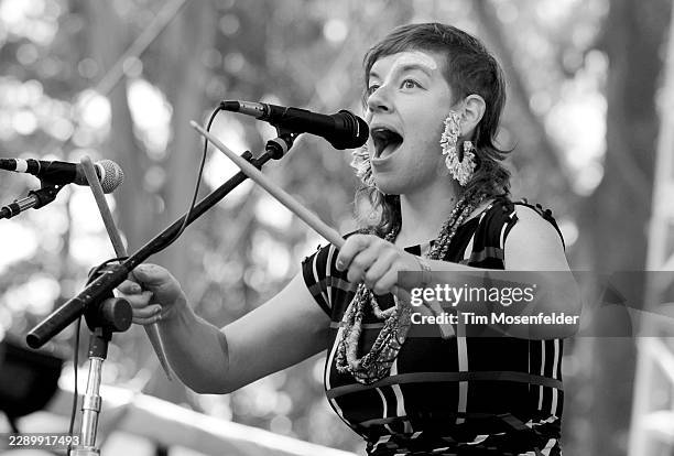 Merrill Garbus of Tune-Yards performs during the Outside Lands Music & Arts festival at the Polo Fields in Golden Gate Park on August 14, 2011 in San...