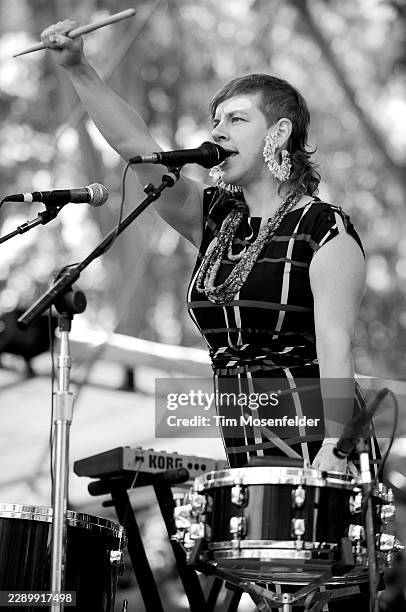 Merrill Garbus of Tune-Yards performs during the Outside Lands Music & Arts festival at the Polo Fields in Golden Gate Park on August 14, 2011 in San...