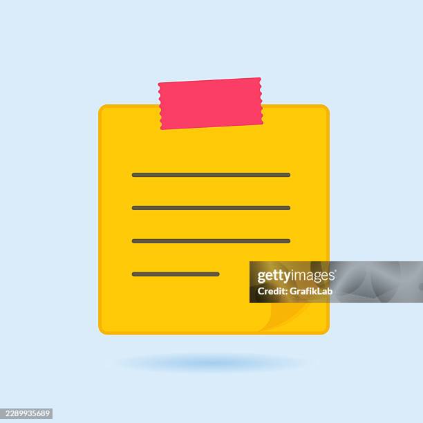 sticky note paper icon - yellow post it notes stock illustrations