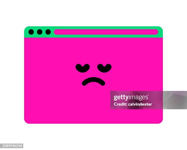 sad angry emoji on web browser - sneaking out window stock illustrations