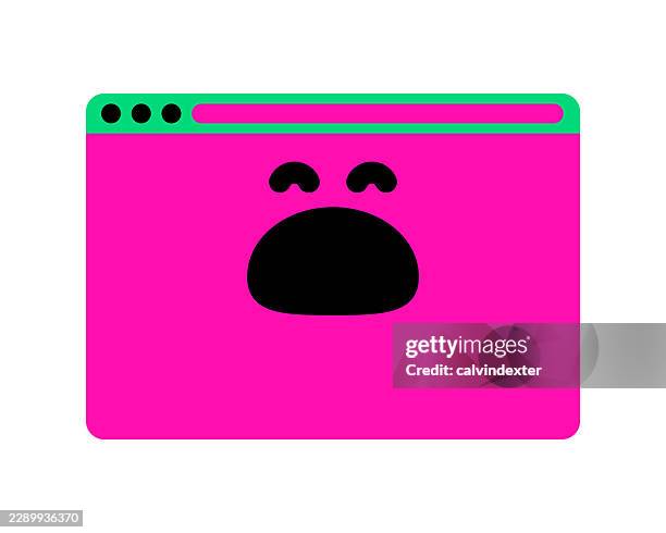 sad angry emoji on web browser - sneaking out window stock illustrations