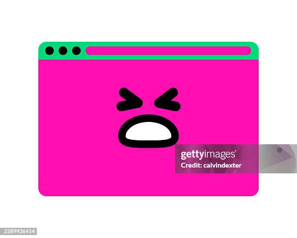 sad angry emoji on web browser - sneaking out window stock illustrations