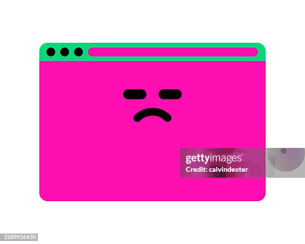 sad angry emoji on web browser - sneaking out window stock illustrations
