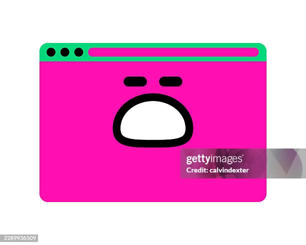 sad angry emoji on web browser - sneaking out window stock illustrations
