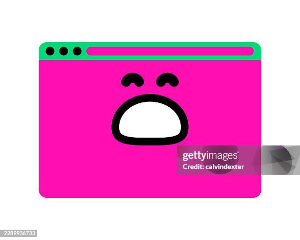 sad angry emoji on web browser - sneaking out window stock illustrations